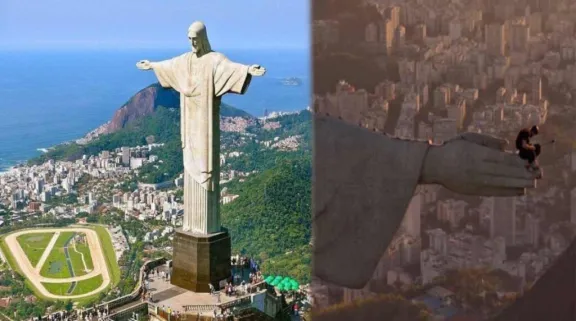 Brasil: Hombre subió al Cristo Redentor para lanzarse en parapente